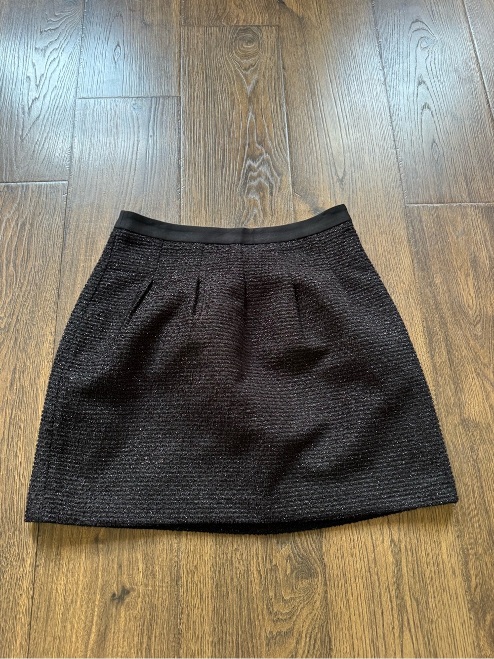 LOFT Black Textured A-Line Mini Skirt